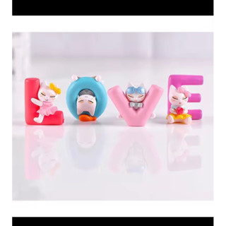 แมว love love ตุ๊กตาจิ๋วแต่งสวน set 4 ชิ้น โมเดลจิ๋ว แต่งสวน