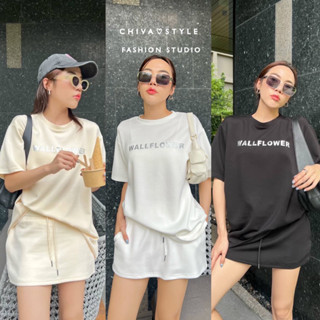 -𝐂𝐡𝐢𝐯𝐚- พร้อมส่ง‼️ Wallflower set | เช็ตเสื้อยืดคอกลม+กระโปรง ทรงOversize