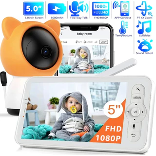 ใหม่5 "Video Baby Monitor 2.4GH WiFi 1080P กล้อง NightVision และเสียงการแจ้งเตือนความชื้นรองรับโทรศัพท์ App ควบคุม