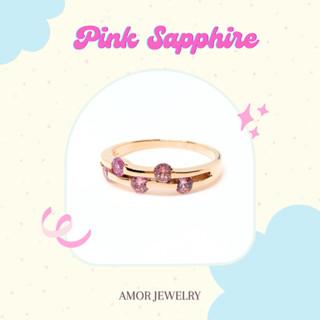 แหวนเงินแท้ 925 ฝังพลอยพิ้งค์แซฟไฟร์(Pink Sapphire) สวยหวานมากค่ะ