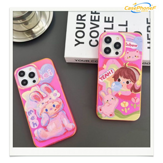 ✨ส่งของขวัญ✨เคส for iPhone 11 14 Pro Max Case for iPhone 12 13 ป้องกันการตก การป้องกัน สาวน่ารักหัวใจ การ์ตูน แฟชั่น