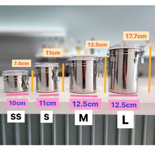 กระปุกแสตนเลส มี 4 ขนาด ใส่ผงมัทฉะ ผงโกโก้ ผงชงต่างๆ มีฝาปิดแน่นหนา