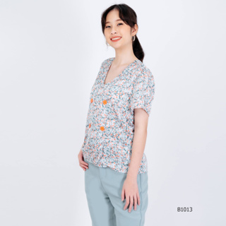 AMILA Blouse AM-B1013 วินเทจ แขนสั้น IGPU23-3