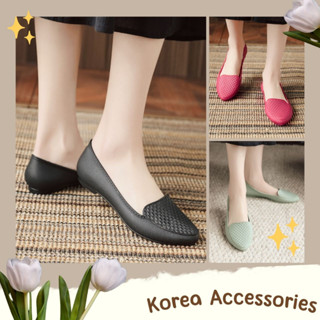 Korean🧧 รองเท้าคัชชูหัวแหลม ส้นเตี้ย แต่งลายสาน 5 สี เบอร์ 36-40