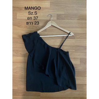 เสื้อไหล่เดี่ยว สีดำ Mango Sz.S ผ้าเรยอน สภาพใหม่มาก ไม่มีตำหนิ