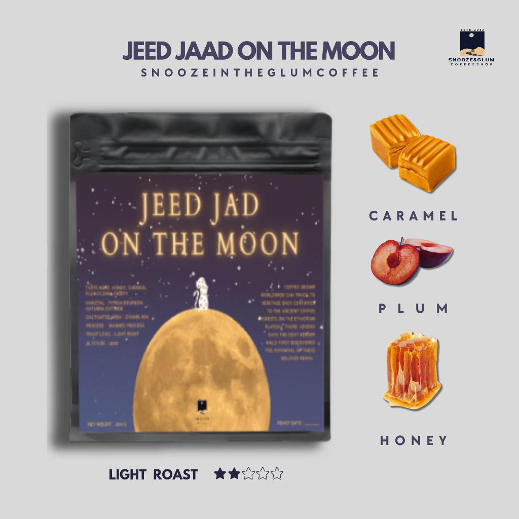 เมล็ดกาแฟแม่จันใต้ คั่วอ่อน ( Light Roast ) JEED JAAD ON THE MOON จาก snoozeintheglumcoffee