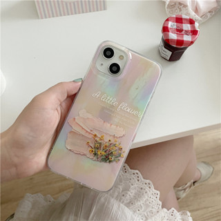 เคสลายป้ายสีส้มลายดอกไม้ พื้นหลังสีรุ้ง เคสไอโฟน พร้อมส่ง เคสสำหรับ IPHONE CASE 11-14PROMAX