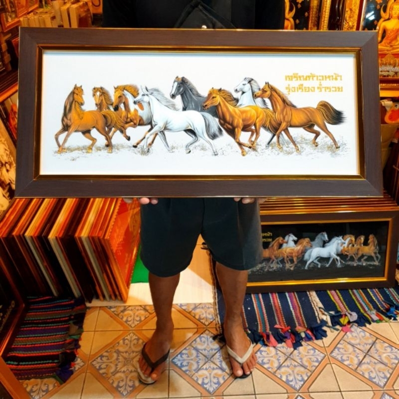 กรอบรูป ม้า ม้าวิ่ง ม้าหันซ้าย ภาพม้าสีขาว ม้าเสริมฮวงจุ้ย ม้า8ตัว รูปม้า รูปม้า8ตัว กรอบรูปม้า กรอบรูปม้า8ตัว ภาพม้า