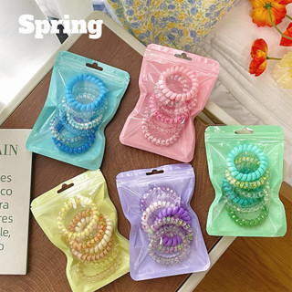 พร้อมส่ง!! [6 ชิ้น]ยางรัดผมเกลียว สไตล์เกาหลี ยางมัดผม ยางรัดผมแฟชั่นเกาหลี