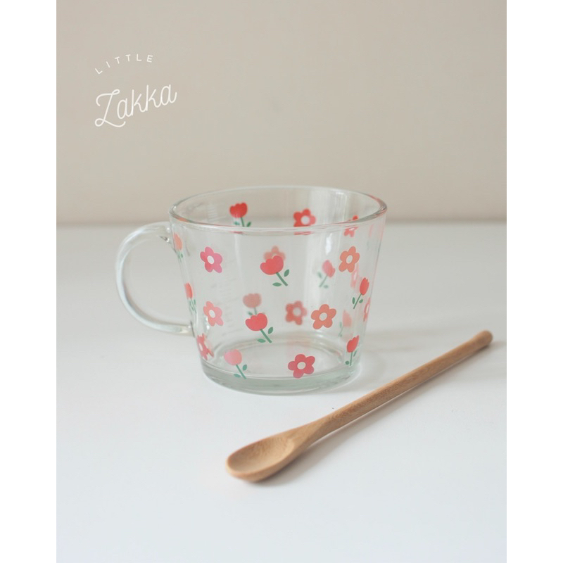 พร้อมส่งจากไทย แก้ว mug มีสเกล 3 ลาย เปโกะ พีช ดอกไม้ สุดน่ารัก