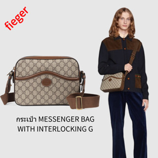 กระเป๋าผู้ชาย Gucci คลาสสิกใหม่ กระเป๋า MESSENGER BAG WITH INTERLOCKING G