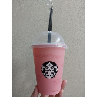 Starbucks  แก้วรียูส Blackpink reusable cup ไม่เคยใช้งาน ของใหม่ แท้100% อุปกรณ์ แก้ว + ฝา + หลอด BLACKPINK x STARBUCKS
