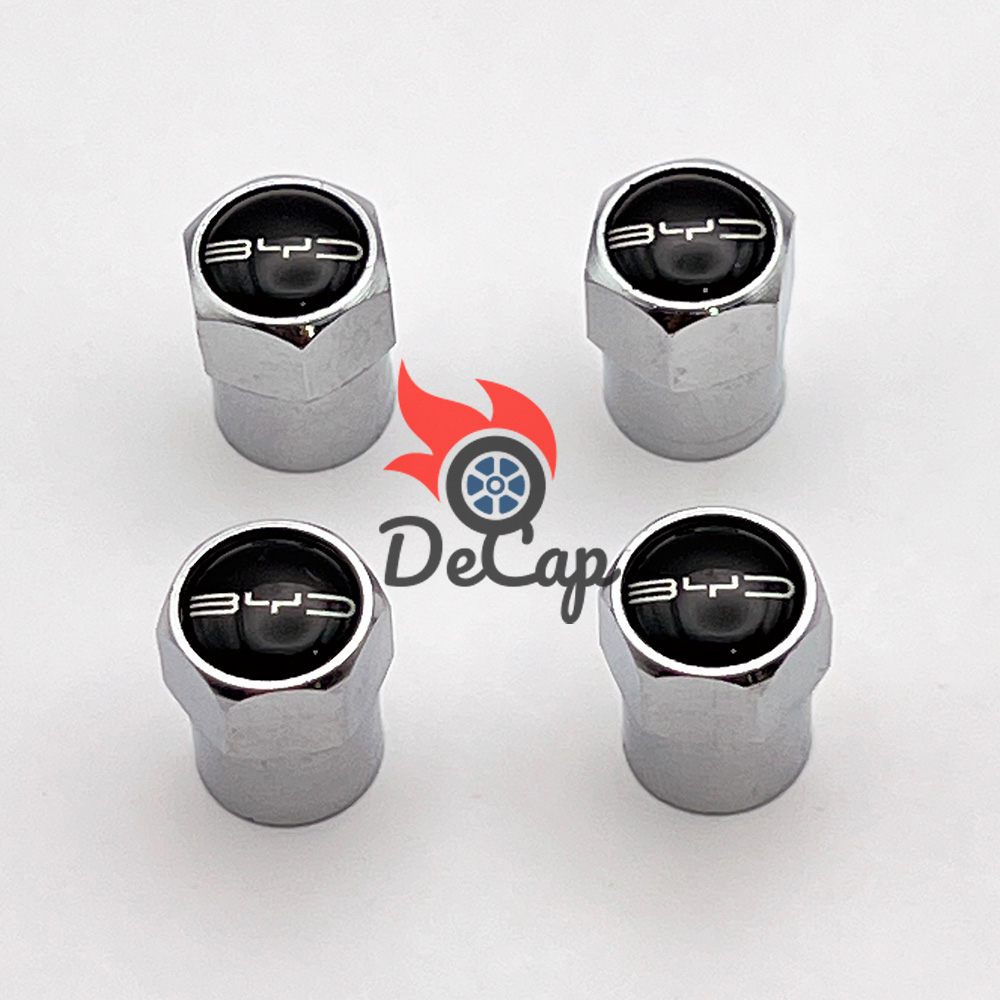 จุกลม ยางรถยนต์ พร้อมโลโก้ BYD บีวายดี 1 ชุด (4 อัน) - Car Tire Valve Caps