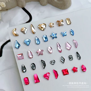 อะไหล่เพชรสีคละแบบ เลื่อมระยิบ ระยับ สำหรับตกแต่งเล็บเจล 100/แพค 🌈พร้อมส่งในไทย 🌈