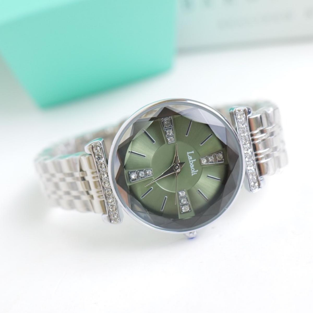 นาฬิกา  Labaoli สายจูบิลี่ เพชร 3 เม็ด 12 3 6 9 สลับขีด