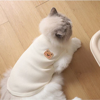 PP-468 เสื้อสัตว์เลี้ยงลายหมีวาฟเฟิล สไตล์น่ารัก ระบายอากาศเยี่ยม ใส่สบาย สำหรับหมาและแมว ราคาสบายกระเป๋า พร้อมจัดส่ง