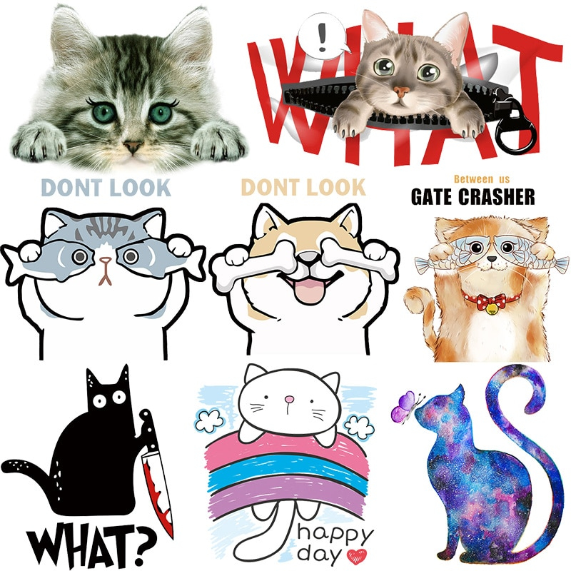 ตัวรีดติดเสื้อการ์ตูนแมว การ์ตูนน่ารัก (Cat Cartoon) TK.32 แผ่นฟิล์มรีดร้อน รีดติดทุกเนื้อผ้า