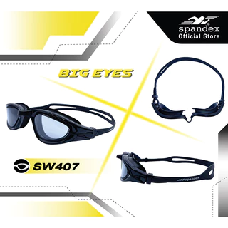 Spandex แว่นตาว่ายน้ำผู้ใหญ่ เลนส์ใหญ่HD สายเลื่อนอัตโนมัติ เลนส์กันฝ้า รุ่น Big eyes SW407