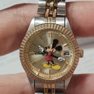 นาฬิกาญี่ปุ่นมือสอง Mickey Mouse 2กษัตริย์ ขอบหยัก ทรง Rolex เรียบหรู ระบบถ่าน