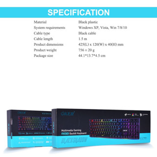 🌈คีย์บอร์ดเกมส์มิ่ง OKER K479 RGB BACKLIT GAMING KEYBOARD คีย์บอร์ดสำหรับนักเล่นเกม 💦