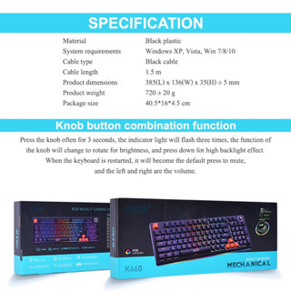 🌐คีย์บอร์ดเกมมิ่ง ไฟ RGB KEYBOARD คีย์บอร์ดสำหรับนักเล่นเกม🔴 OKER รุ่น K460 BACKLIT MECHANICAL 🌍