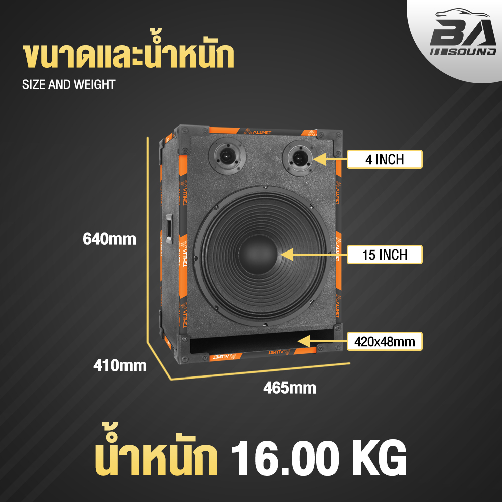 BA SOUND ตู้ลำโพงสำเร็จรูป 15 นิ้ว 2500วัตต์ หนัก 16KG ลำโพง15นิ้วพร้อมใช้งาน ตู้ลำโพงกลางแจ้ง 15นิ้ว ตู้ลำโพง BA-1542