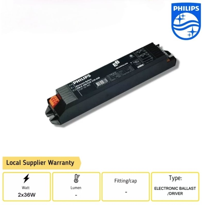บัลลาสต์อิเลคทรอนิกส์ ELECTRONIC BALLAST  รุ่น EB-C สำหรับหลอดไฟ T8 2x36W TL-D 220-240V 50/60HZ