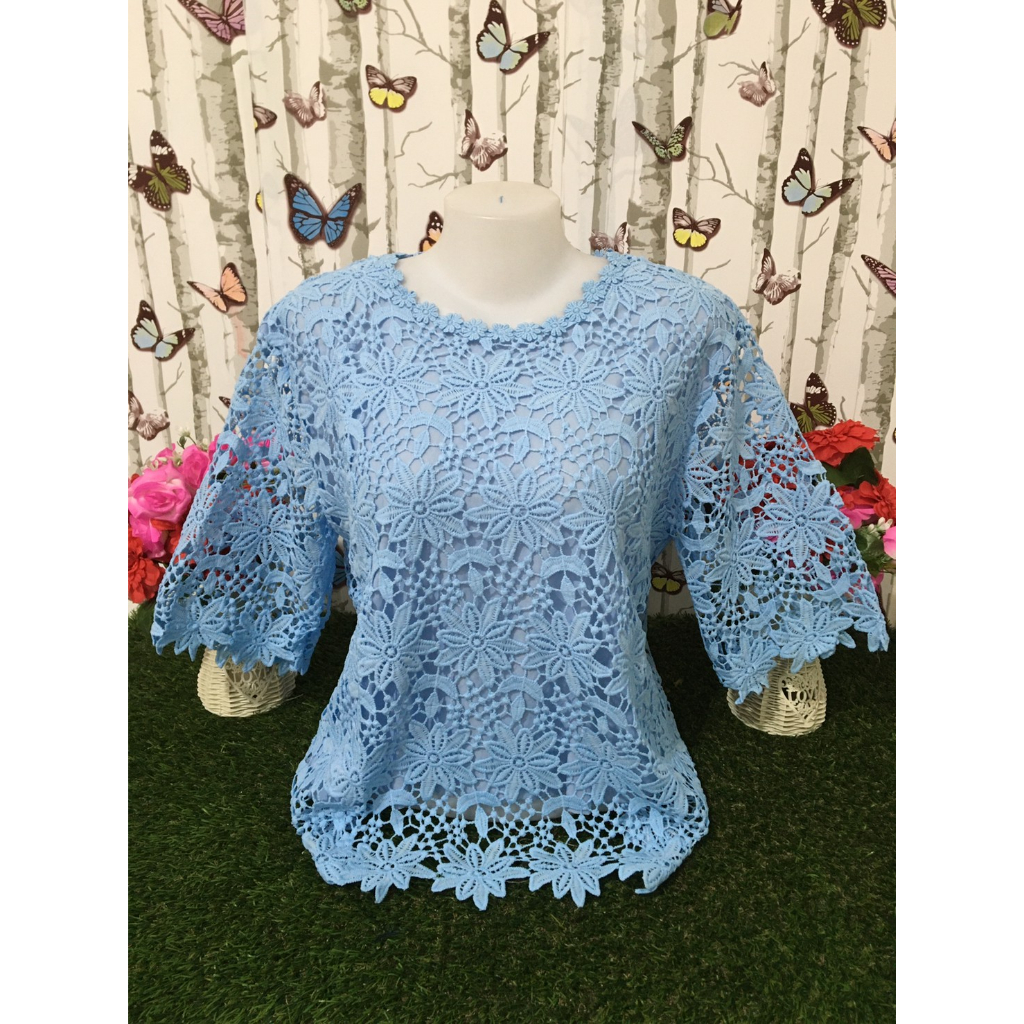 เสื้อลูกไม้ เสื้อลูกไม้สีดำ เสื้อผ้าแฟชั่นสาวอวบ ผู้หญิง อก42/46/52/56นิ้ว รุ่น4205-5605ดาวกระจาย