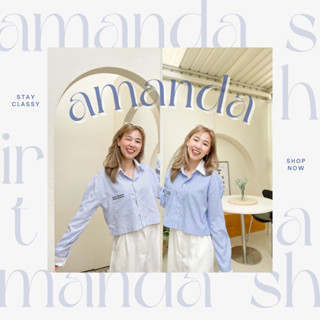 💙 Amanda Shirt 🩵 เชิ้ตลายทางแขนยาวสีฟ้าสุดคูล (315.-)