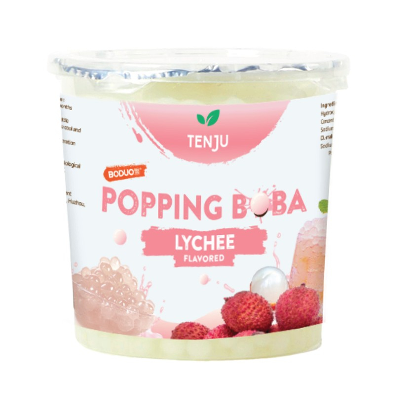 มุกท็อปปิ้ง มุกป็อปรสลิ้นจี่ สำหรับเครื่องดื่ม 1kg. ตราเท็นจู  หยกออนไลน์