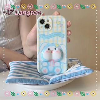 🌈Langton🌸การ์ตูน ฟ้าอ่อน ขรุขระ เล็กและสด น่ารัก iphone 11 14 pro max ป้องกันการหล่น ขอบเต็ม case for iPhone 12 13