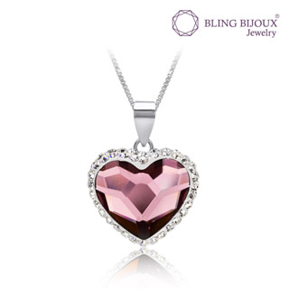 Bling Bijoux สร้อยคอ เงินแท้ คริสตัล หัวใจ สีชมพู เงินแท้