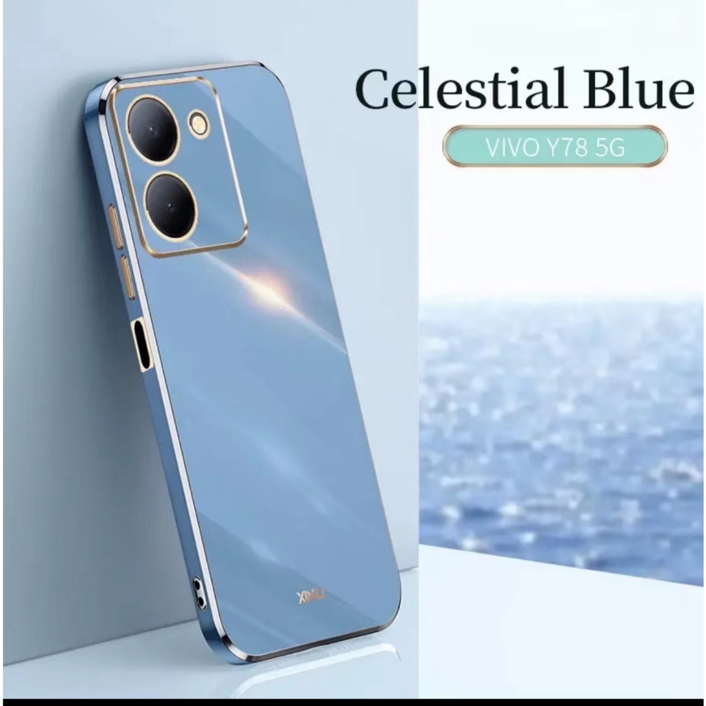 เคส TPU สีพื้น ขอบทองเงา แบบนิ่ม สำหรับรุ่น vivo Y17S Y27 Y27s ฝาหลังเงาสวย 1-3วันได้ของ