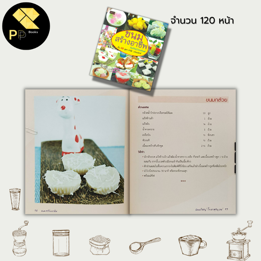 หนังสือ ขนมสร้างอาชีพ  ทั้ง 48 สูตร ทำได้ อร่อยชัวร์ :  ข้าวตู  ขนมชั้นใบเตย หยกมณี ตะโก้หน้ากะทิ ขนมกล้วย ขนมตาล - รูปที่ 6