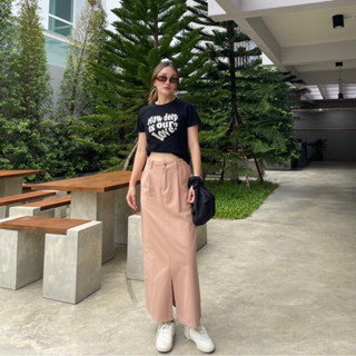 SALMON SKIRT กระโปรงทรงเอยาว สีชมพูตุ่น
