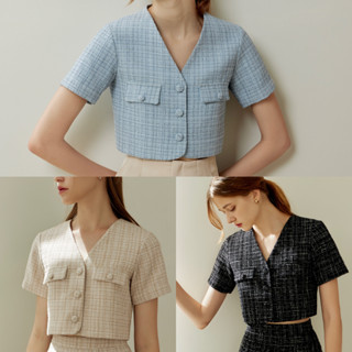 ANITA TWEED TOP - Stilista เสื้อครอปผ้าทวีต