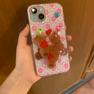 Flower and big bear phone case from melonsodaเคสไอโฟนลายดอกไม้และGriptokน้องหมี