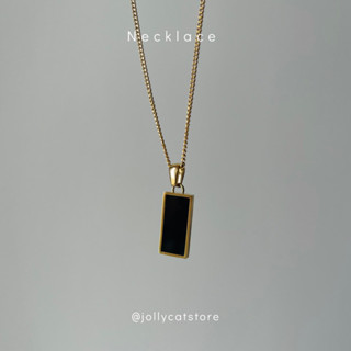 JOLLY CAT - Black Pendant (ทรงสี่เหลี่ยม)