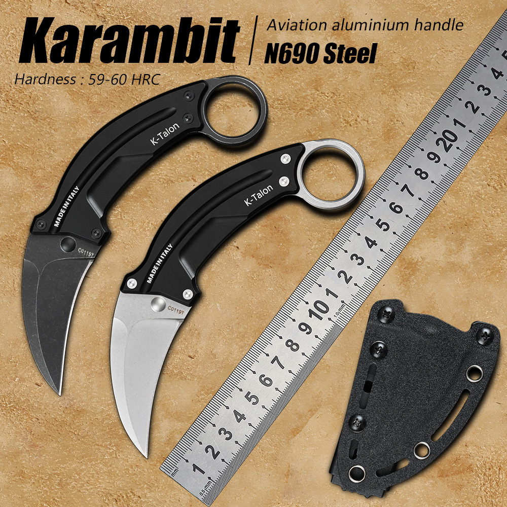 ที่จับอลูมิเนียมการบิน Karambit Knife Camping Utility Tactical Hunter Knife Outdoor Survival Tools