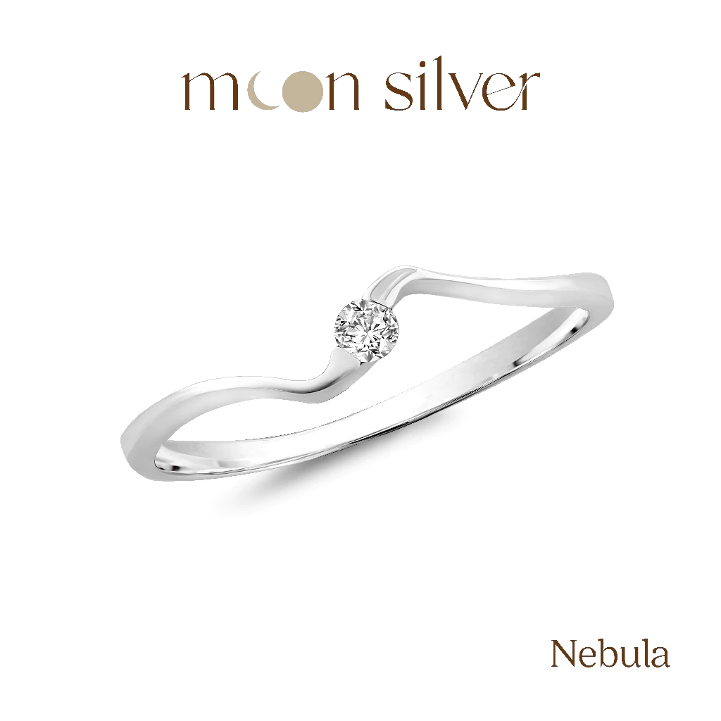 Moonsilver แหวนรุ่น Nebula แหวนเงินแท้925 ฝังเพชร CZ แหวนมินิมอล