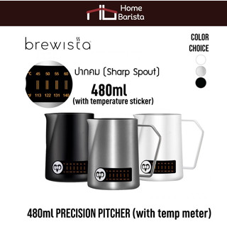 เหยือกสตีมนม Brewista “Precision” 480ml Sharp Spout Pitcher (มีแถบวัดอุณหภูมิเปลี่ยนสี)