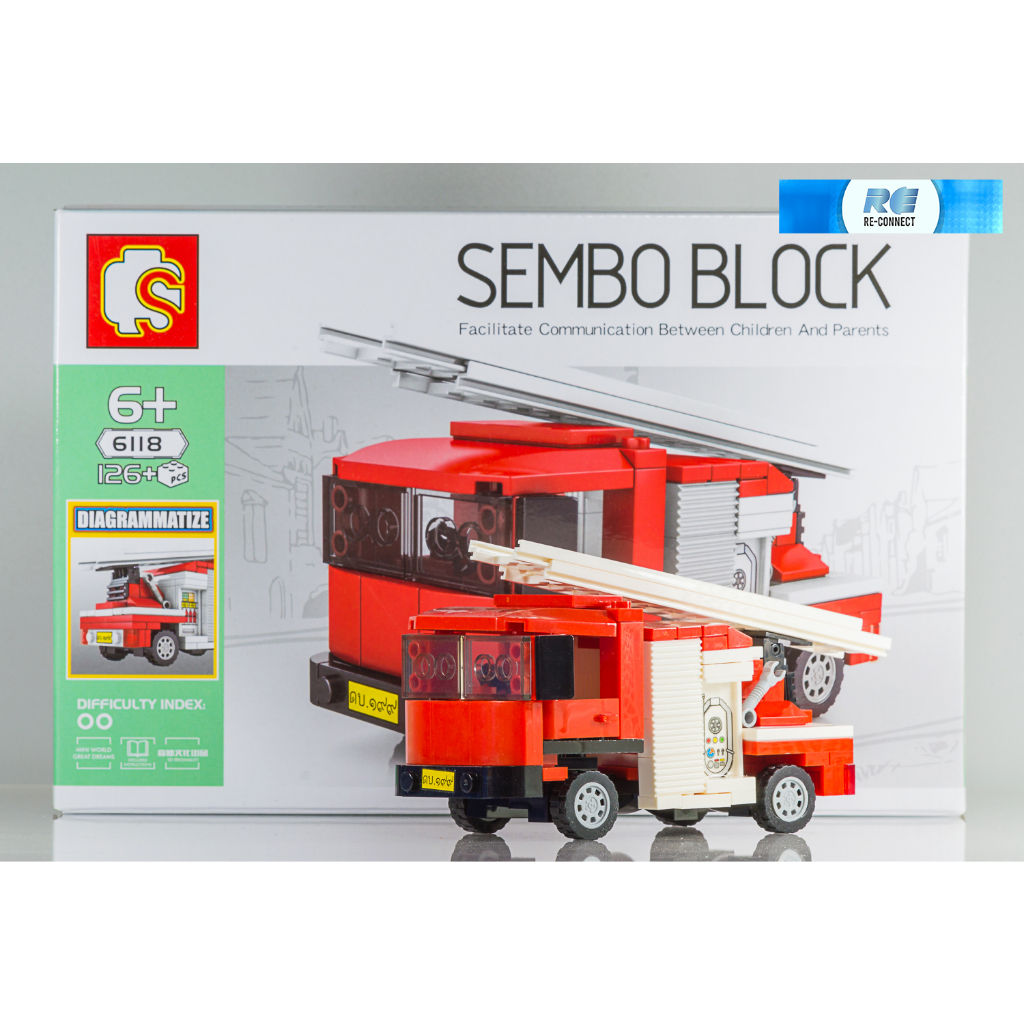 บล็อกตัวต่อรถยนต์ เลโก้จีน รถดับเพลิงไทย ของเล่น SEMBO BLOCK Thailand Fire Engine Truck Car 126 PCS SD6118 LEGO China