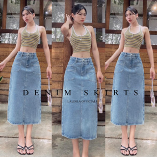 "พร้อมส่ง " DENIM SKIRTS กระโปรงยีนส์ยาว