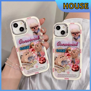 💲คูปองเคลม💲เคสไอโ case for iphone 11 12 แมวตลก เคส 14 13 12 11 pro max ปกป้องอย่างเต็มที่และทนทาน ป้องกันการตก