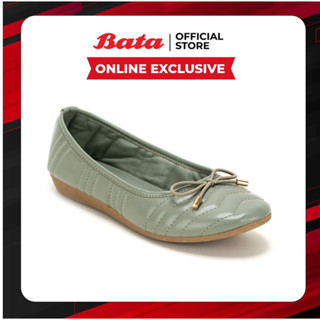 Online Exclusive Bata บาจา รองเท้าบัลเล่ต์แฟลต รองเท้าแบบสวมส้นแบน สำหรับผู้หญิง รุ่น BANIKA  สีเขียว 5807040