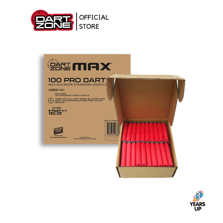 DART ZONE® 100Pc Max Long Dart Refill กระสุนโฟม ดาร์ทโซน รุ่นแม๊กซ์ ไซส์มาตราฐาน 100 ลูก ปืนของเล่น