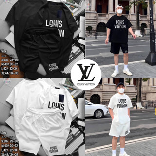 ชุดเซท Louis Vuitton 🖤🤍 เสื้อยืด + กางเกงขาสั้น 🩳 Cotton 💯 ร้านค้าจัดส่งไว