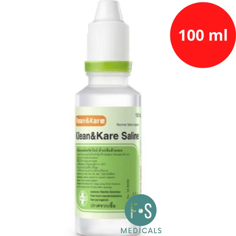 ล็อตใหม่!! Klean&Kare Normal Saline Solution 100 ML. น้ำเกลือ คลีนแอนด์แคร์ ล้างจมูก ทำแผล 100 มล. (1 ขวด)