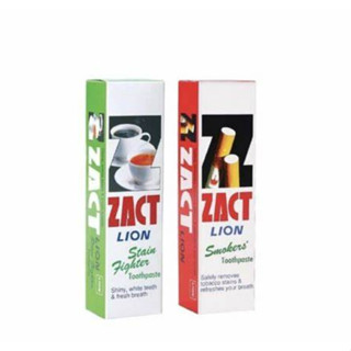 ยาสีฟัน Zact Lion toothpaste ลดคราบ แซคท์ ไลอ้อน 2 สูตร สำหรับผู้ที่ดื่มชา-กาแฟ และผู้สูบบุหรี่ 160กรัม