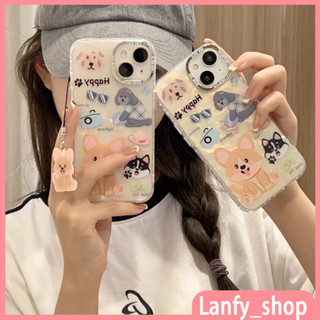 💖New💖iPhone 14 13 12 11 Pro Max เคส for เคสไอโฟน11 น่ารัก บางเบาพกพาง่าย การ์ตูน แฟชั่น เรียบง่าย ลูกสุนัข พร้อมจี้ Case